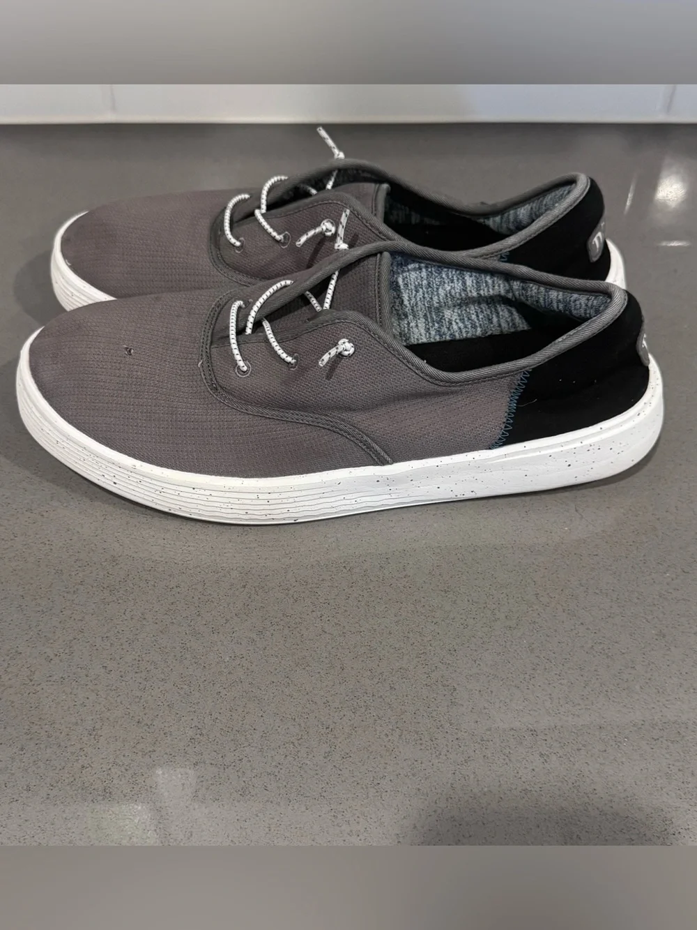 Hey Dude Men’s Gray Canvas Slip-On Loafers